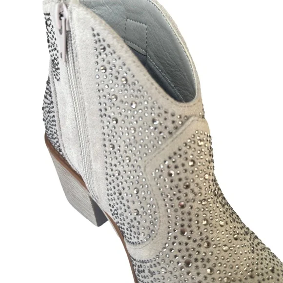 Pierre Dumas Wilder Silver Rhinestone Ankle Boots - Picture 4 of 8